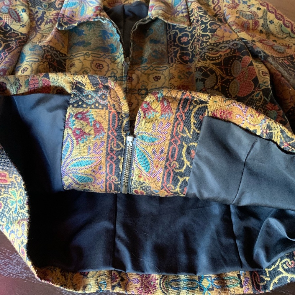 Diamonds & Pearls lined blazer patchwork gold pockets size Petite Medium / PM - Picture 10 of 14